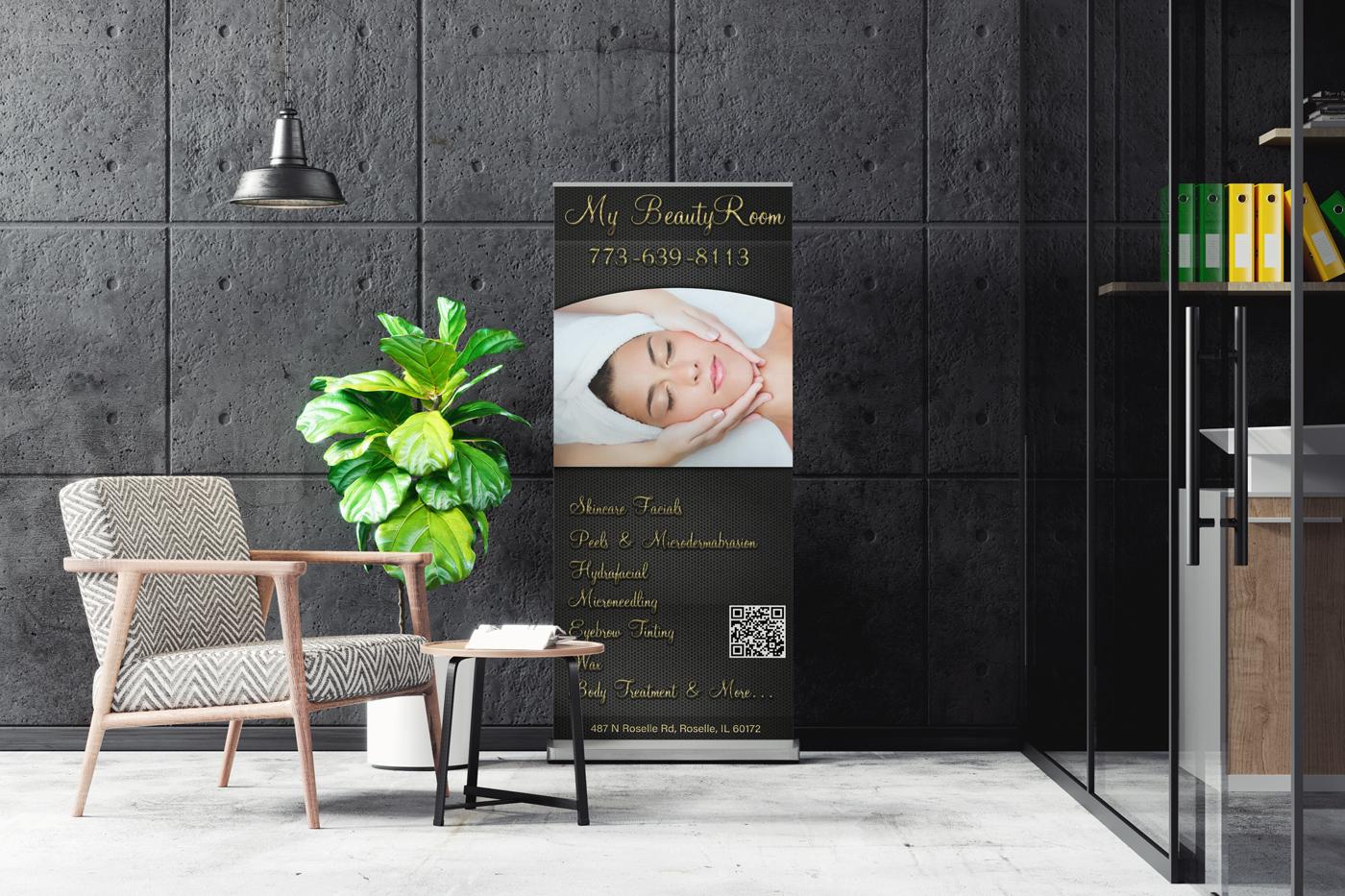 Retractable Roll up Banner Stand For Beauty Salon