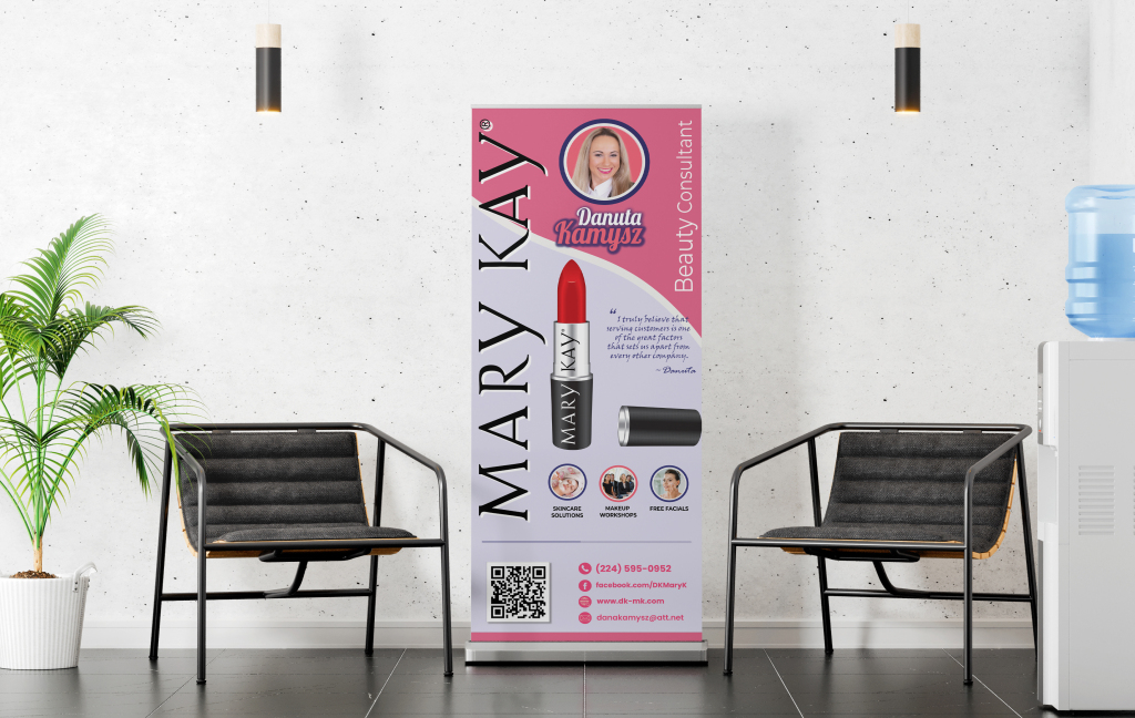 a Banner Stand For Employee of Mary Kay